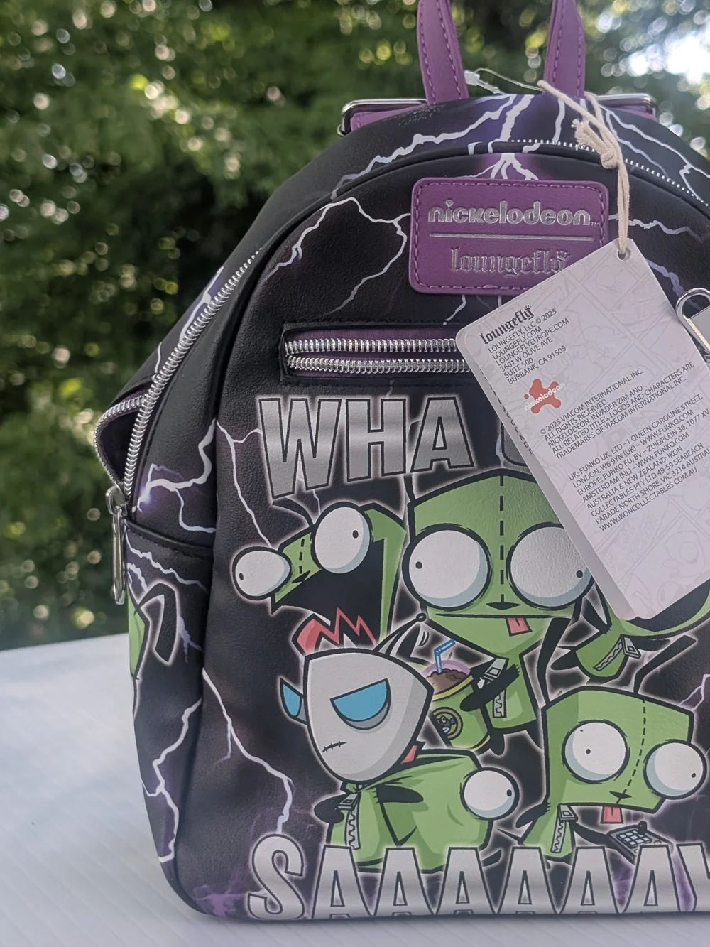 Loungefly Invader Zim Green Character Lightning Mini Backpack - Black & Purple